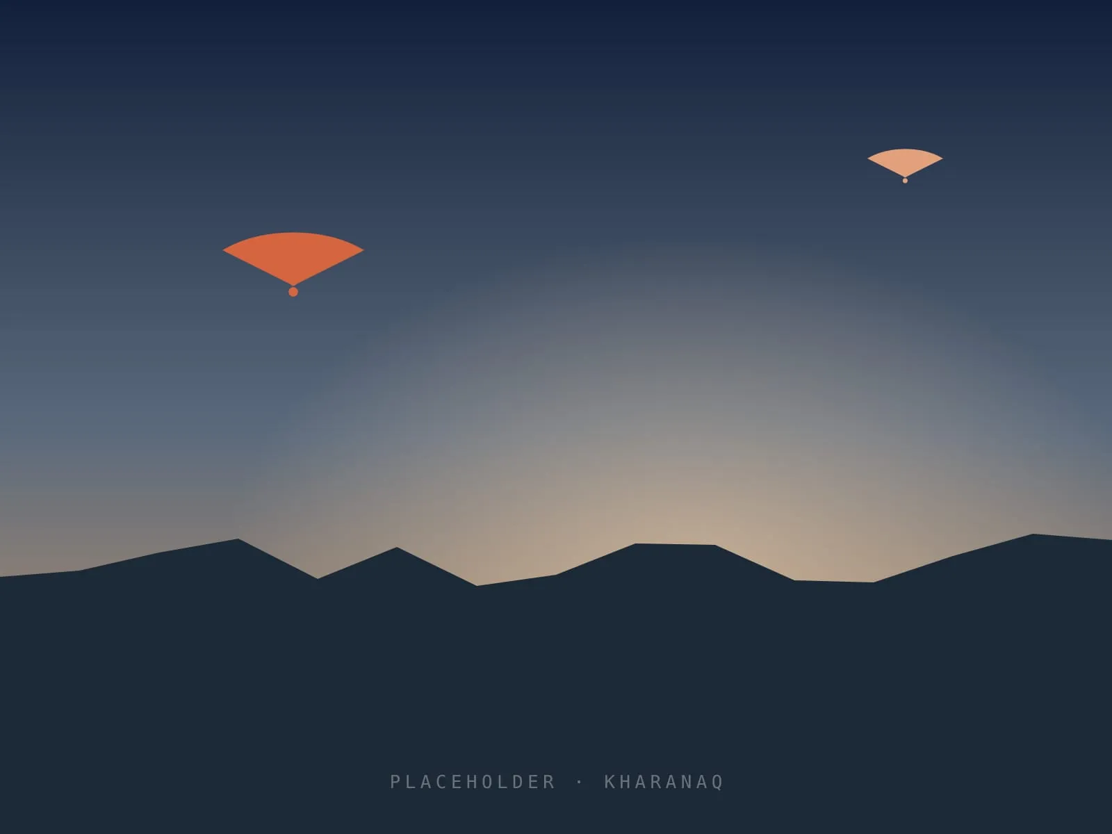 Placeholder illustration of a paraglider over desert terrain