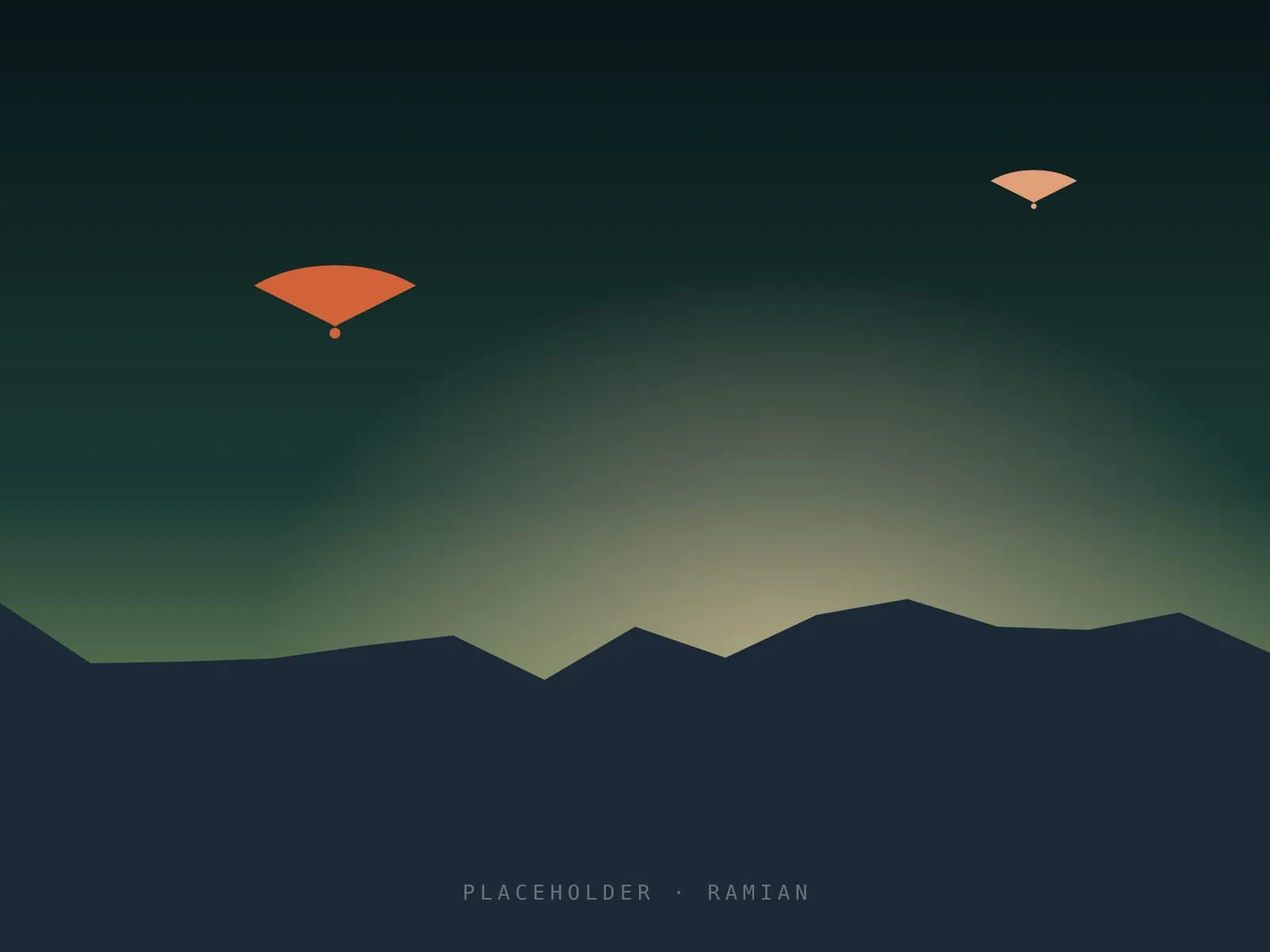 Placeholder illustration of a paraglider above a forested ridge